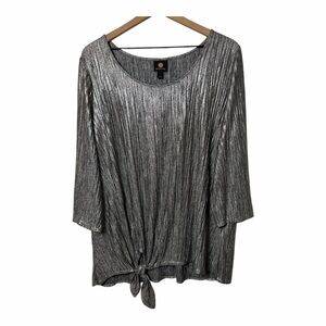 JM Collection Gold Metallic Blouse XL NWT Shiny Party Holiday Top Women